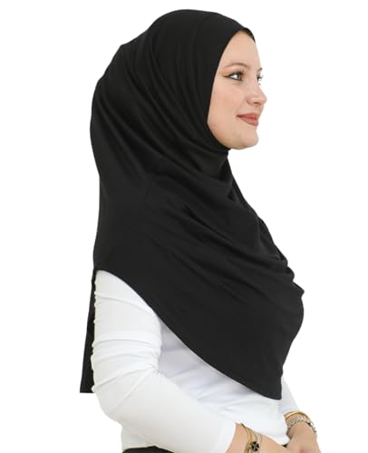 Prien Ready To Wear Hijab For Women, Instant Turban, Soft Muslim Scarf For Prayer, Long Hijabs, Islamic Clothes, Jersey Abaya - color: Black