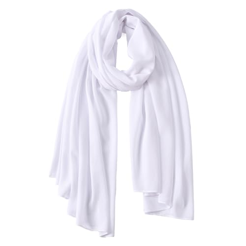 Yeieeo Chiffon Head Wraps for Women - Solid Color Fashion Bubble Chiffon Scarf Hijab - color: White