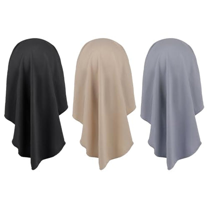 3Pcs Underscarf Hijab Cap Undercap Hijab Tube under Hijab Cap Under Cap for Women Hijab Underscarf Cap Dreadlocks Tube, Black + Gray + Beige