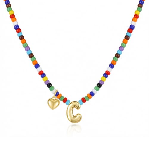 Colorful Initial Necklaces Fashion Stuff 18K Gold Plated Letter A-Z - color: C