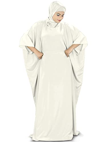 MyBatua Women's Kaftan, Free Size Abaya, Dubai Islamic Dress, Muslim Maxi KF-001 - color: Cream