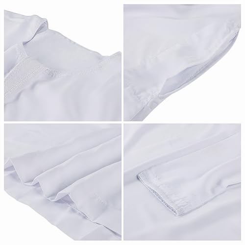 ITODA Embroidered Muslim Arabic Thobe Long Sleeve Kaftan Islamic Ramadan Prayer Robe - color: White-1
