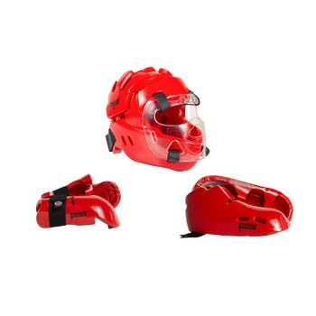 ProForce Lighting 5 Piece Sparring Gear Combo Set with Full Head face mask - color: black, size: child large 5-6 shoes