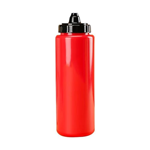 1L Water Bottle with Convenient Squeeze Cap and Long Straw for Athletes on the Move Easy Hydration (Red) - color: Red