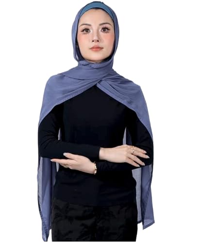 Modal Cotton Hijab Scarf for Women with Undercap Set - color: Jean Blue