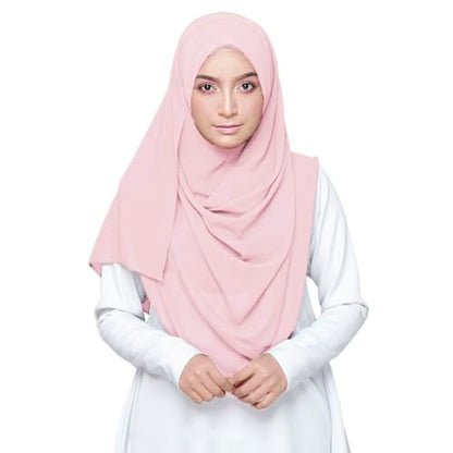 LMVERNA Solid Color Bubble Chiffon Scarf for Women Fashion Soft Hijab Long Scarfs Wrap Scarves - color: Pink2