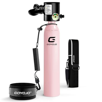 GOYOJO Mini Scuba Tank, Portable Diving Lung Air Tank with DOT Certified | Refillable Emergency Backup Pony Bottle for Snorkeling, Underwater Breathing, Training - color: 0.5L Blossom Pink