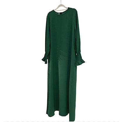 Women Prayer Dress Muslim Ramadan Garment Abaya Dubai Islam Jilbeb Long Dress Without Hijab - color: Dark Green, size: Small
