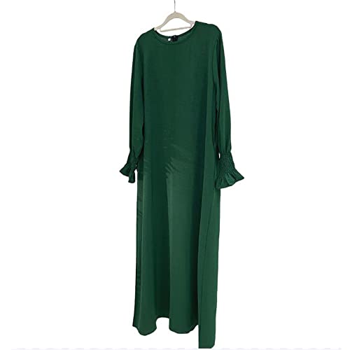 Women Prayer Dress Muslim Ramadan Garment Abaya Dubai Islam Jilbeb Long Dress Without Hijab - color: Dark Green, size: XX-Large