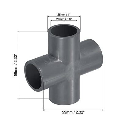 PATIKIL 20mm PVC Pipe Fittings, 2 Pack 4 Way Tee Shape Water Tubing Cross Joint Connectors Adapters for Garden Irrigation Home Aquarium - size: 20mm