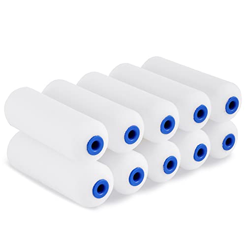 Mister Rui Foam Paint Roller - Small Paint Roller, Mini Paint Roller & Paint Roller Cover 4 inch for Painting Walls, Cabinets, Cupboards, Doors - color: 10 Pcs 4" Double-rounded