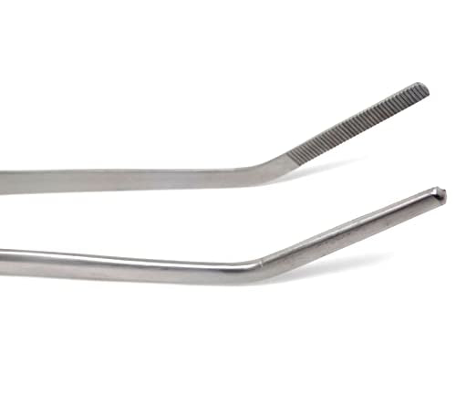 A2Z-Aquascaping Maintenance Tools Accessories,Anti-Rust Stainless Steel Tweezers Scissors Spatula for Aquarium Tank Clean, Fish Tank, Bonsai, Algae Scrapers (12" Serrated Tweezers - Angled) - size: 12" Serrated Tweezers - Angled