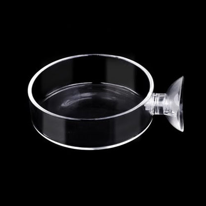 Aquarium Glass Feeder Shrimp Feeding Dish Round Clear Fish Tank Food Tray Container Prevent Food Spilling with Suction Cup, 65mm - size: 65mm