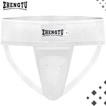 Groin Protector Cup Kickboxing Boxing Muaythai MMA Groin Guard, Jockstrap Karate Training, BJJ Protection, Soccer, Basketball Removable TPE Cup with Silicone Cushioning - color: White, size: Large
