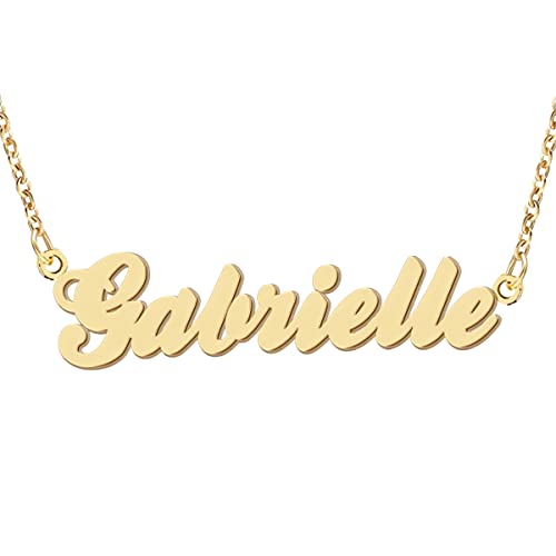 Name Necklace Personalized Engraved Name Pendant for Womens Friends - style: Gabrielle - Gold