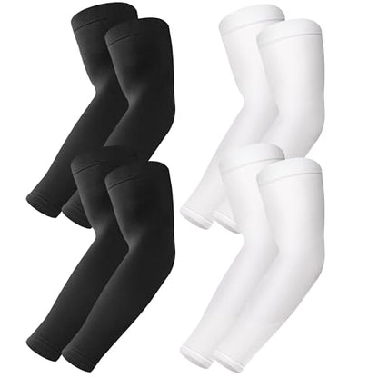 BHYTAKI UV 자외선 차단 팔 슬리브 6쌍, UPF 50 스포츠 쿨링 암 압박 슬리브 남성 여성 청소년용 - color: 블랙 2개+화이트 2개