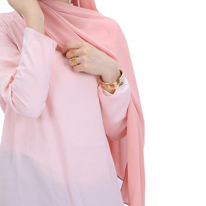 Premium Long Crinkle Chiffon Hijab Scarf for Women, Very Soft Muslim Head Scarfs - color: Crystal Pink