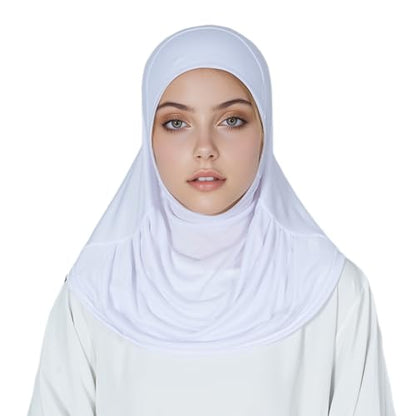 Solid Color Hijab for Women Muslim Prayer Scarfs for Women Women's Instant Hijab Modest Islamic Khimar - color: White