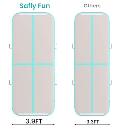 Inflatable Gymnastics Mat 6.6ft/10ft Air Tumble Track Training Mat 4/8 inches Thick Tumbling mat with Electric Pump for Home Use/Tumble/Gym/Training/Cheerleading/Water/Yoga - color: Mint Green, size: 6.56ft*3.9ft*4in