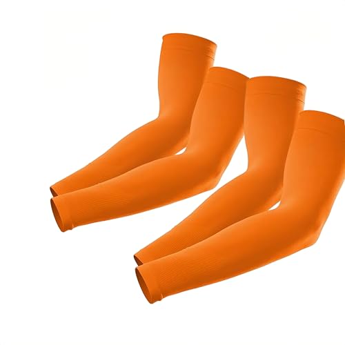 Arm Sleeves for Women Men Hand Cover Cooling Compression Arm Sleeve Tattoo Cover Up Sleeves to Cover Arm Warmers - color: Orange