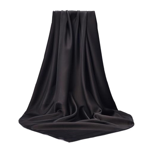 Elegant Satin Jersey Muslim Hijab Scarf Square Soft Head Wrap Scarves Shawl for Women Girls - color: Black(90*90cm)