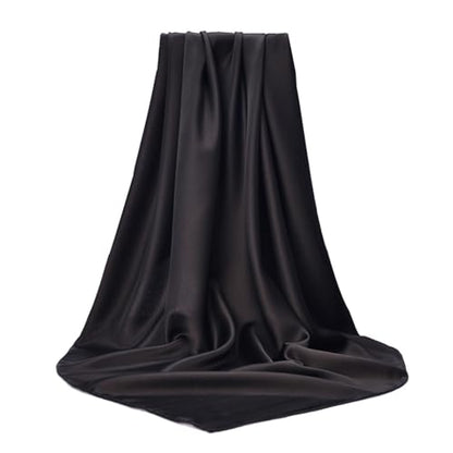 Elegant Satin Jersey Muslim Hijab Scarf Square Soft Head Wrap Scarves Shawl for Women Girls - color: Black(90*90cm)