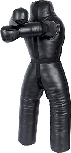 LEATHERAY MMA Martial Arts Brazilian Grappling Dummy Jiu Jitsu Punching Bag Black-Unfilled - color: Synthetic leather Black, size: 70 inches (6 ft)