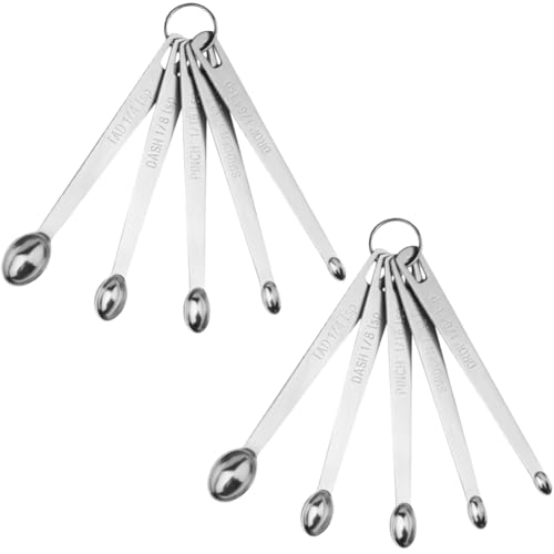 2 Pack Teaspoon Measuring Spoons, 1/4 tsp, 1/8 tsp, 1/16 tsp, 1/32 tsp, 1/64 tsp Mini Measuring Spoons Set, Stainless Steel Cooking Baking Tiny Measuring Spoon for Powders, Spices, Salt - size: 2Pack 5Pcs Mini