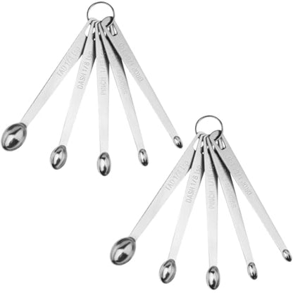 2 Pack Teaspoon Measuring Spoons, 1/4 tsp, 1/8 tsp, 1/16 tsp, 1/32 tsp, 1/64 tsp Mini Measuring Spoons Set, Stainless Steel Cooking Baking Tiny Measuring Spoon for Powders, Spices, Salt - size: 2Pack 5Pcs Mini