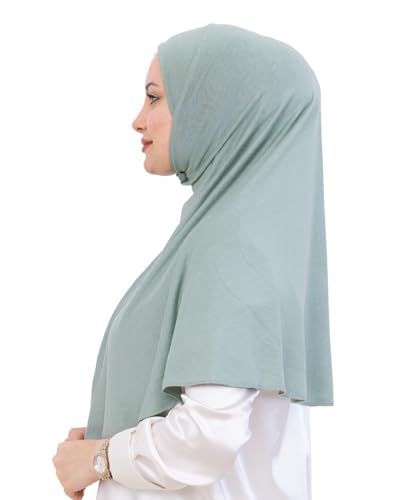Prien Ready Hijab For Women, One Piece Muslim Instant Turban, Easy To Wear Long Head Scarf, Turkish Islamic Clothes For Abaya - color: Light Green