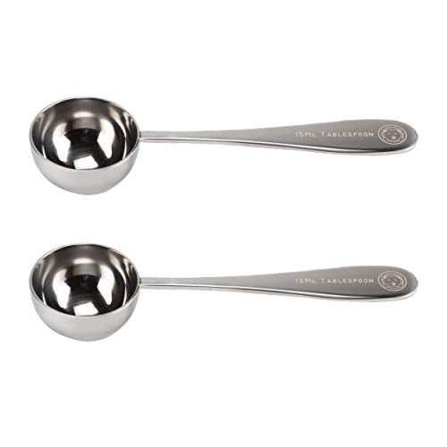 15 ml Tablespoon Measuring Scoops Spoons, Polished Stainless Steel, Set of 2 - color: Polished Stainless Steel, size: 15 ML Tablespoon Measuring Scoop Spoon