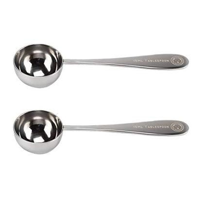 15 ml Tablespoon Measuring Scoops Spoons, Polished Stainless Steel, Set of 2 - color: Polished Stainless Steel, size: 15 ML Tablespoon Measuring Scoop Spoon