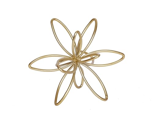 Gold Metal Sculpture Decoration Geometric Sphere Decor Modern Abstract Cube Figurine Ball Statue Centerpiece for Home Decor Accent Living Room Office Shelf Bookshelf Tabletop Decorative - style: Flower shape