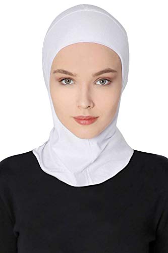 GERINLY Solid Women's Muslin Hijab Sport Head Scarf - Plain Under Scarf Muslimah Turban Cap - Ramadan Accessory - color: White