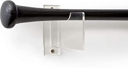 Baseball Bat Wall Mount Display - Horizontal Hanging Rack & Organizer | Sturdy Acrylic Bat Holder | Decorative Clear Sports Gear Wall Hanger Storage for Home, Living Room