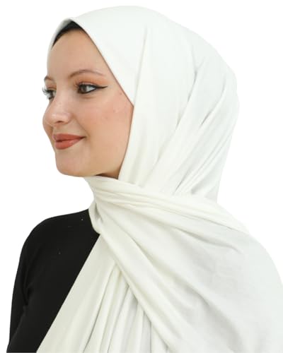 Prien Hijab for Women Viscose Scarf Lightweight Muslim Hijabs Long Shawl Islamic Scarves Turkey Silk Headscarf for Womens - color: Cream