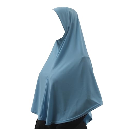 Women's Instant Hijab Muslim Headscarf Prayer Scarf Soft Breathable Stretchy Wrap - color: Sky Blue