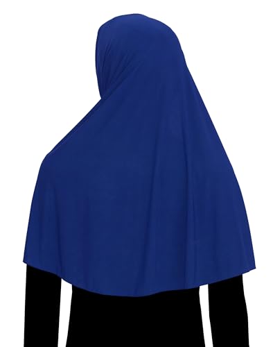 Women's Khimar Hijab Modest Muslim Cover Instant Elastane Elbow Length Easy Pull-on Islamic Headscarf - color: Royal Blue