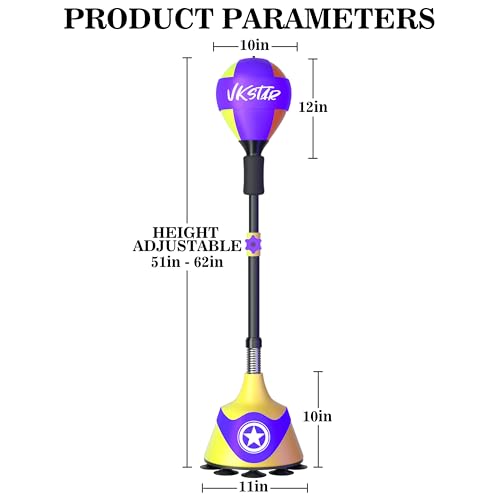 Punching Bag with Stand for Youth & Adults - Reflex Bag with Suction Cup，for Training Boxing Equipment &Fitness Set，Home Gym Equipment - color: Multicolour
