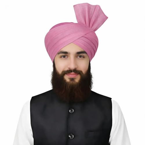 Turban For Men (156 Inches) Long Cloth – Muslim, Sikh, Punjabi Headwrap | For Prayer, Festivals & Special Occasions - color: Pink