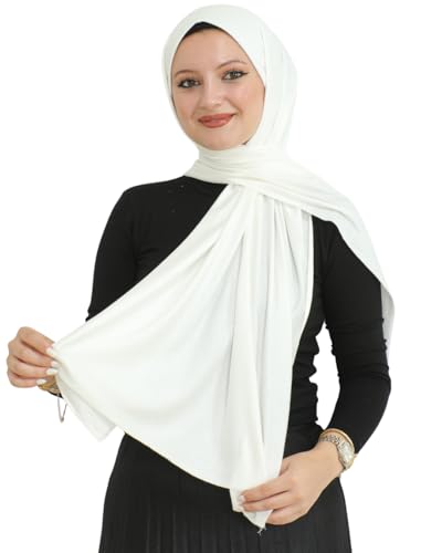 Prien Hijab for Women Viscose Scarf Lightweight Muslim Hijabs Long Shawl Islamic Scarves Turkey Silk Headscarf for Womens - color: Cream