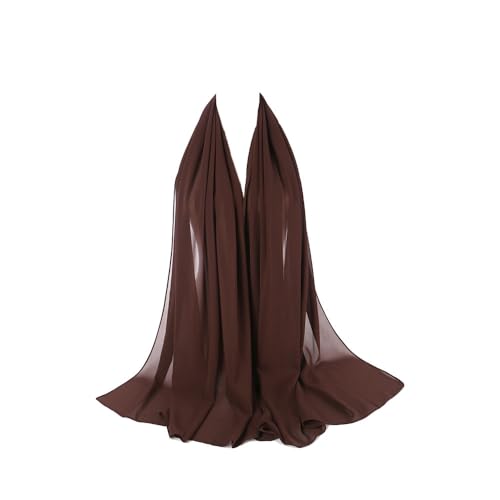 Premium Chiffon Hijab Head Scarf Shawl Wrap for Muslim Women Lightweight - color: Brown
