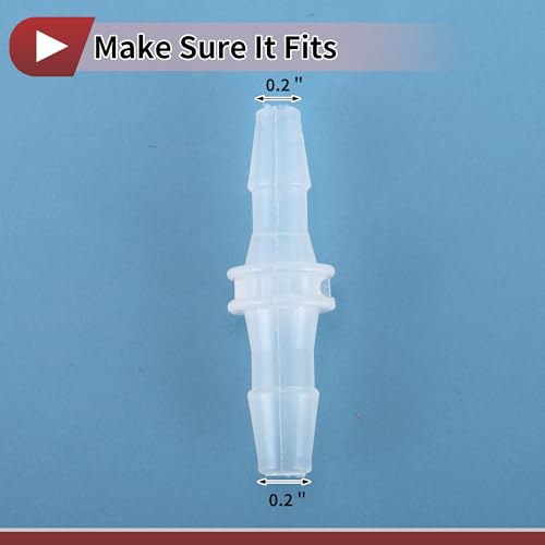 Plastic Hose Barb Fitting 5/32" x 3/16" OD Barb Straight Through Pipe Connector Clear 5 Pcs - size: 5/32"-3/16"