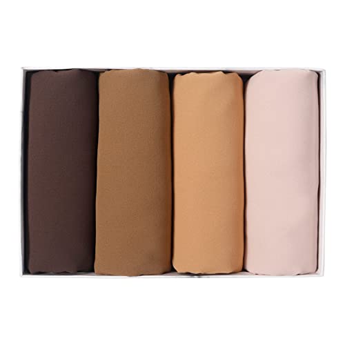 Febfim 4 PCS Muslim Women Soft Premium Solid Chiffon Hijab Scarves Shawl Long Scarf Wrap Scarves with Gift Box - color: Clear