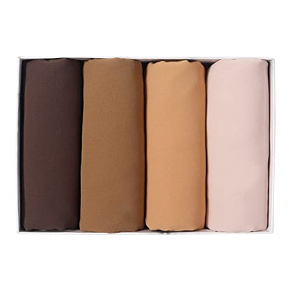 Febfim 4 PCS Muslim Women Soft Premium Solid Chiffon Hijab Scarves Shawl Long Scarf Wrap Scarves with Gift Box - color: Clear