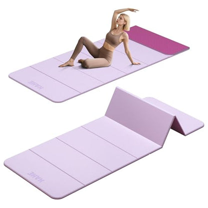 HAHE 7-Fold Design Extra Thick Yoga Mat 72"L x 24"W x 0.47",TPE Fitness Exercise Mats, Non-Slip Foldable Yoga Mat, High Density, Portable for Men & Women, Yoga, Pilates, Home Gym - color: Deep Pink & Light Pink