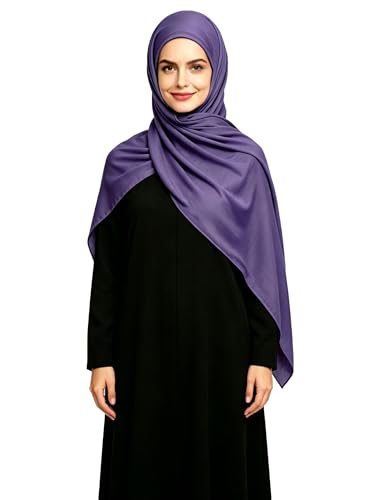 Lina & Lily Non-see-through Premium Jersey Maxi Hijab Head Scarf Wrap for Muslim Women - color: Dusty Purple