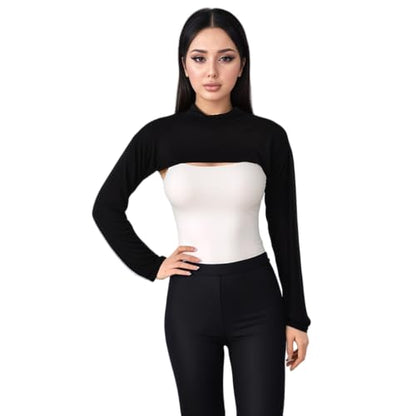 Modal Cotton Sun Protection Sleeves Cover for Women Mslim Islamic Conservative High Collar Vest Long Arm Sleeve Cover - color: Black Navy