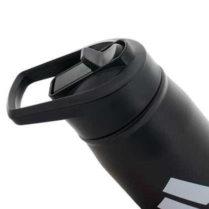 adidas Stainless Steel Metal Water Bottle 20 oz (600 mL) Straw Lid - color: Black/White/Black/2