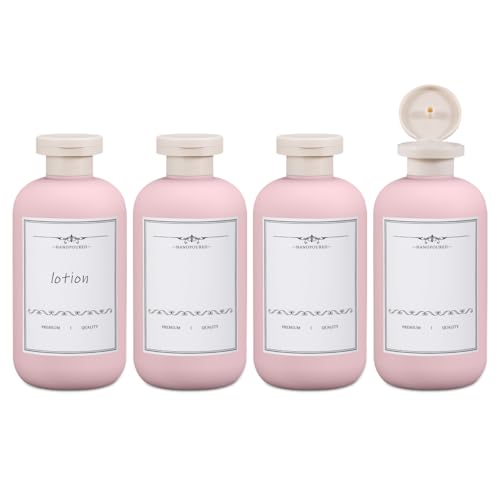 ASEVAT 6.7oz 4Pcs Plastic Refillable Travel Shampoo & Conditioner Bottles With Flip Cap - color: Pink, size: 6.7oz